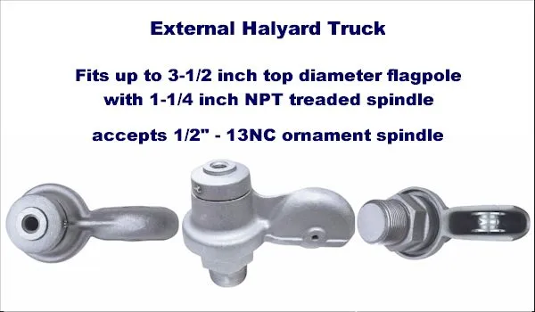 1-1/4" Spindle Mount Truck For External Halyard Poles