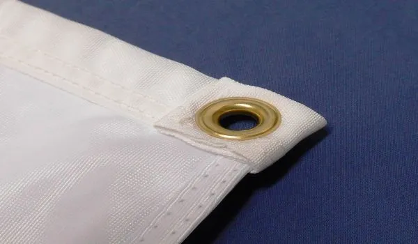 Custom Blended Fabric Header and Brass Grommets